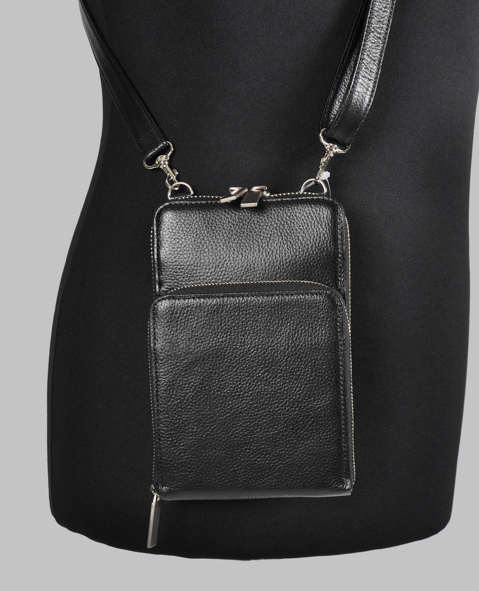 DOUBLE ZIP LEATHER PHONE CASE - Image 4
